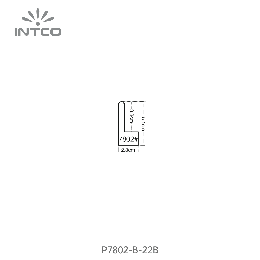 P7802-B-22B — 2.3cm ブラック PS ピクチャーフレーム・モールディング