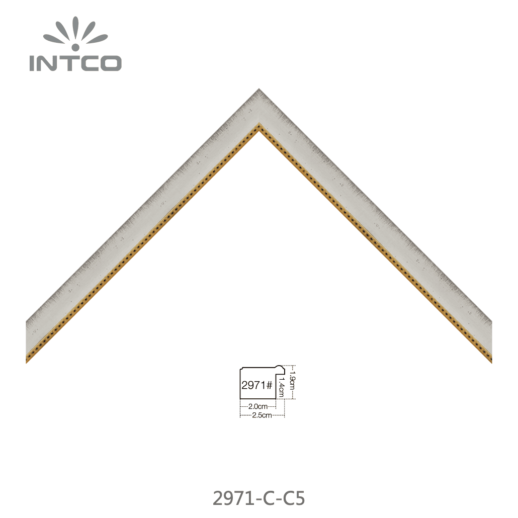 2971-C-C5 — 2.54cm ホワイト PS ピクチャーフレーム・モールディング