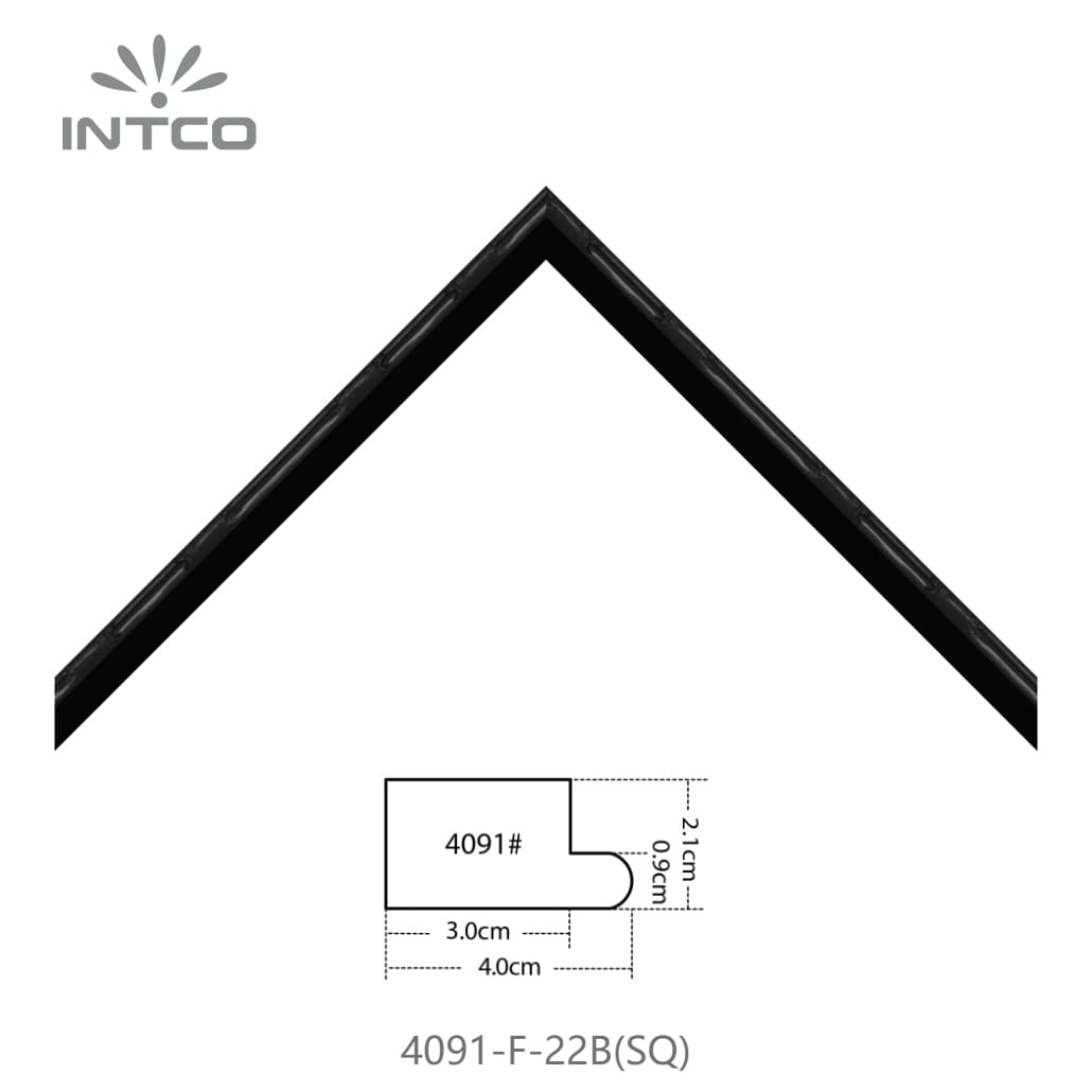 4091-F-22B(SQ) — 2.1cm Black PS Picture Frame Moulding