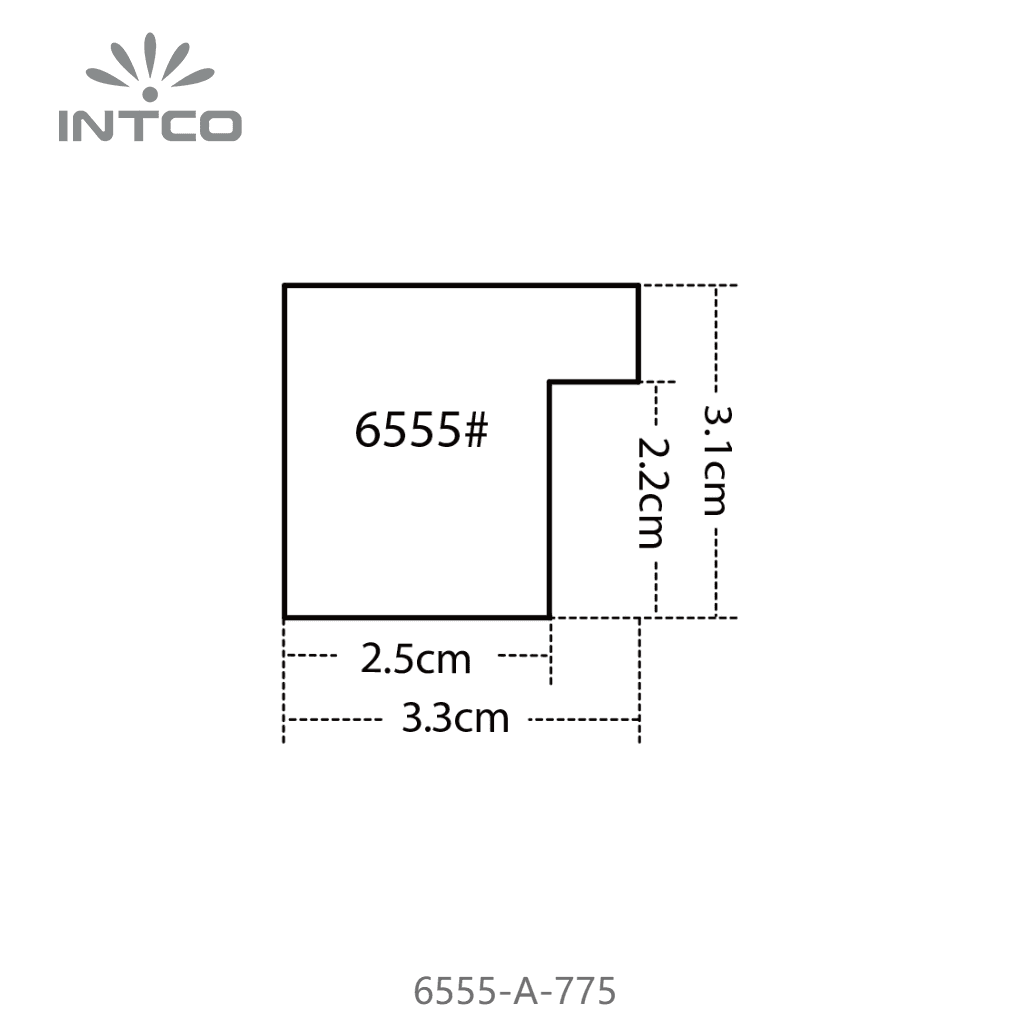 6555-A-775 — 3.3cm Argenté PS Baguette d'Encadrement