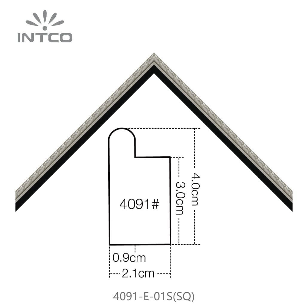 4091-E-01S(SQ) — 2.1cm Silver PS Picture Frame Moulding