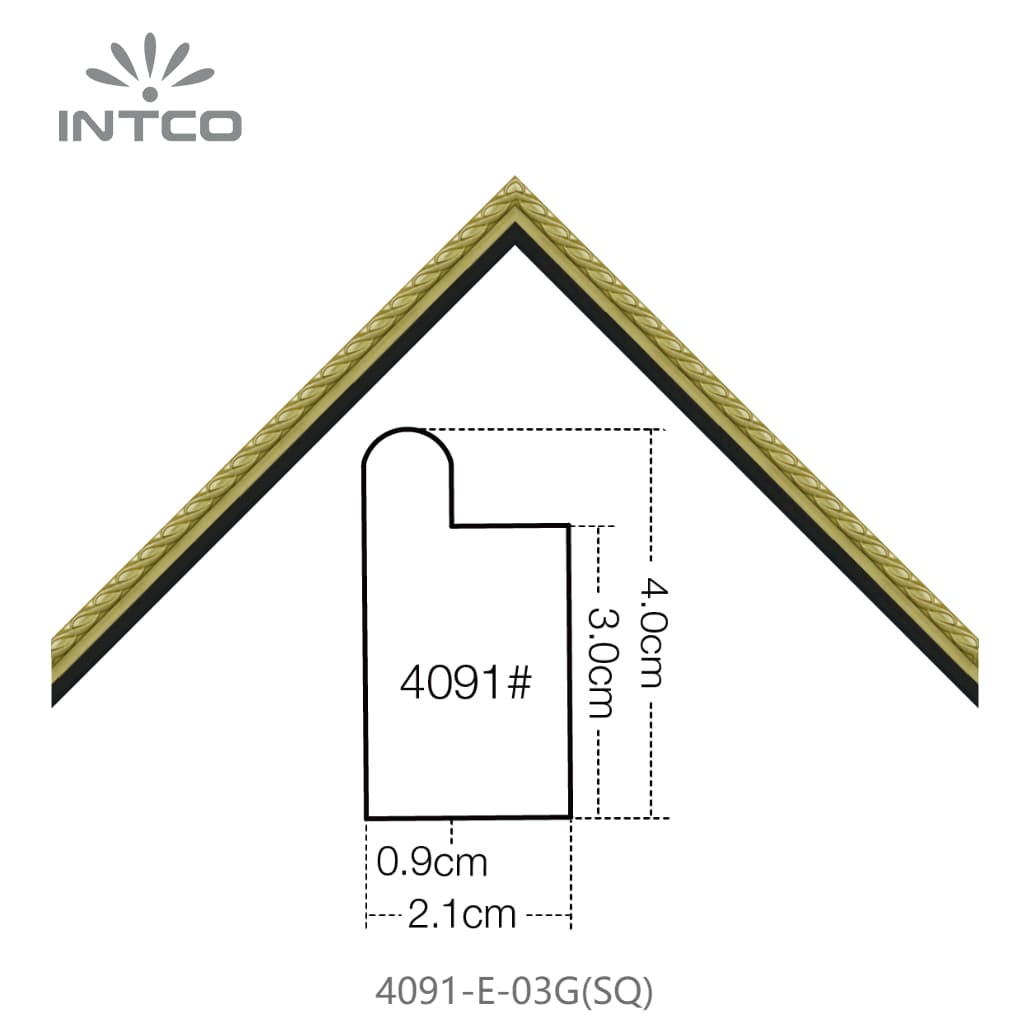 4091-E-03G(SQ) — 2.1cm Gold PS Picture Frame Moulding