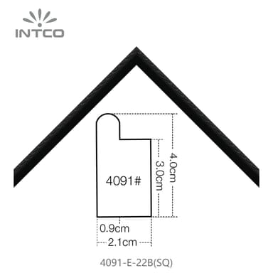 4091-E-22B(SQ) — 2.1cm Black PS Picture Frame Moulding