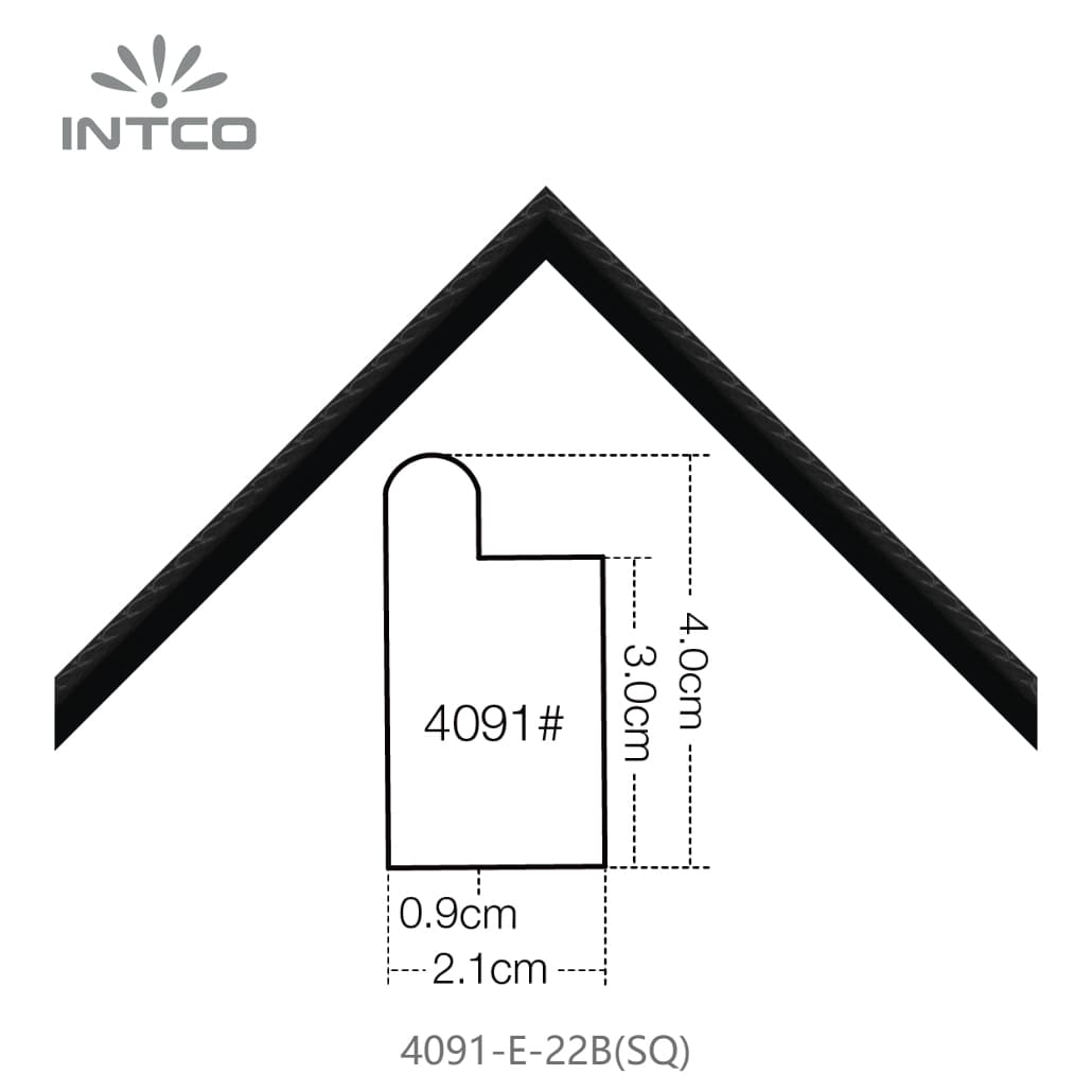 4091-E-22B(SQ) — 2.1cm Black PS Picture Frame Moulding