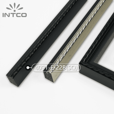4091-E-22B(SQ) — 2.1cm Black PS Picture Frame Moulding