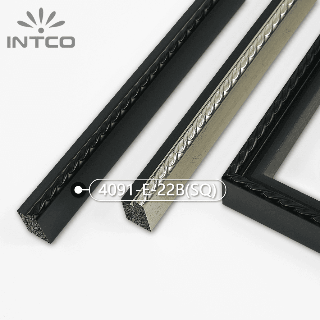 4091-E-22B(SQ) — 2.1cm Black PS Picture Frame Moulding