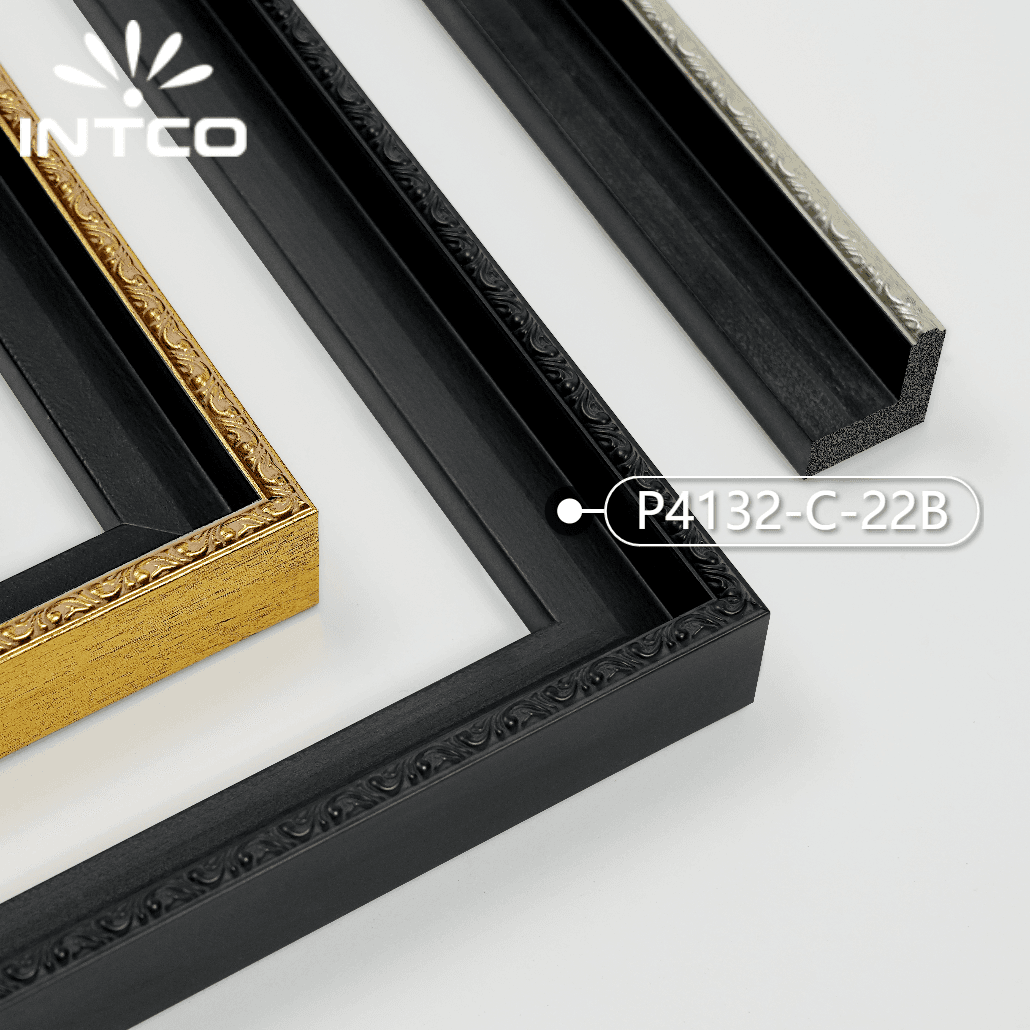 P4132-C-22B — 2.5cm ブラック PS ピクチャーフレーム・モールディング