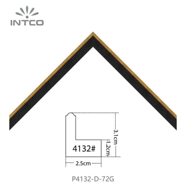 P4132-D-72G — 2.5cm Dourado PS Moldura para Quadro