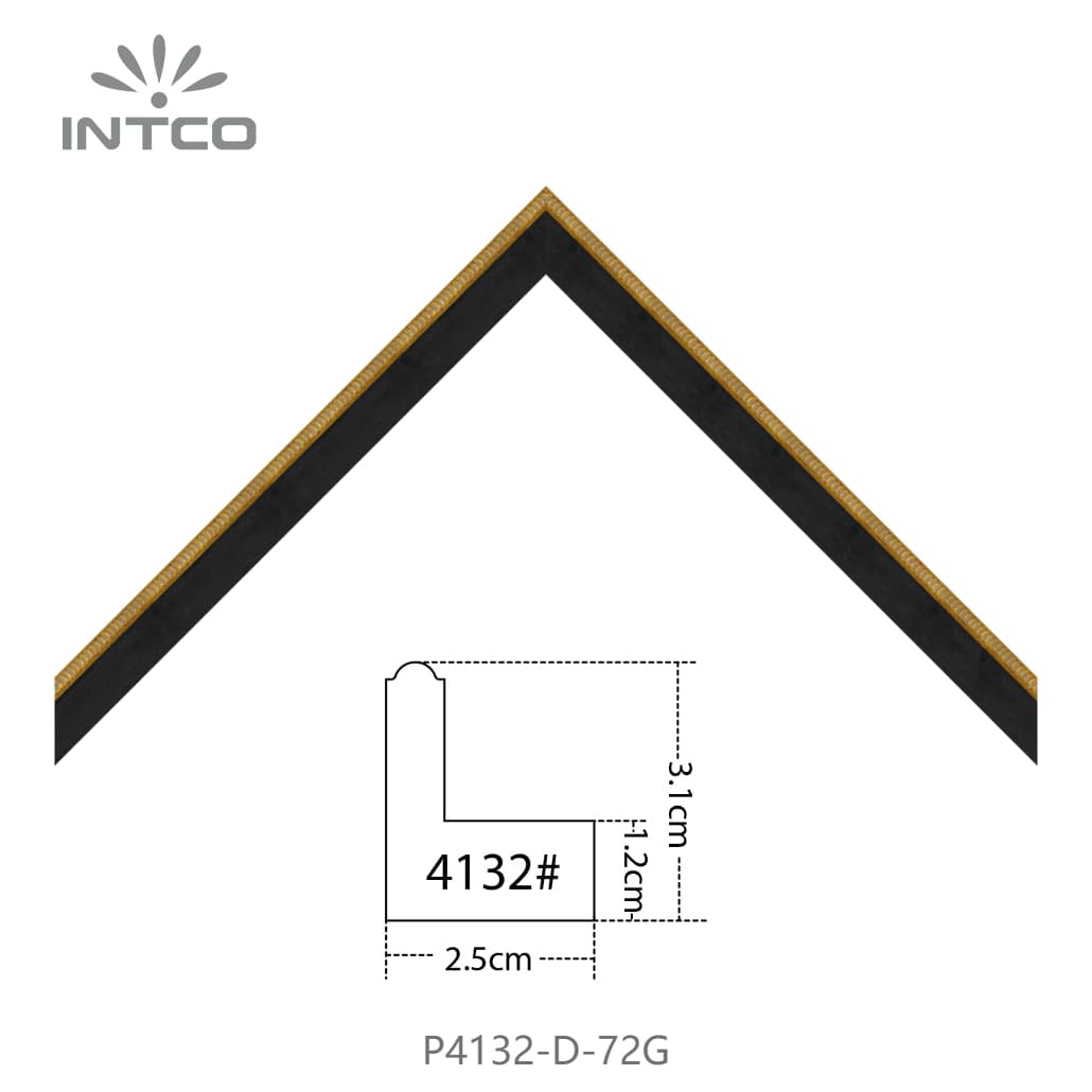 P4132-D-72G — 2.5cm Dourado PS Moldura para Quadro