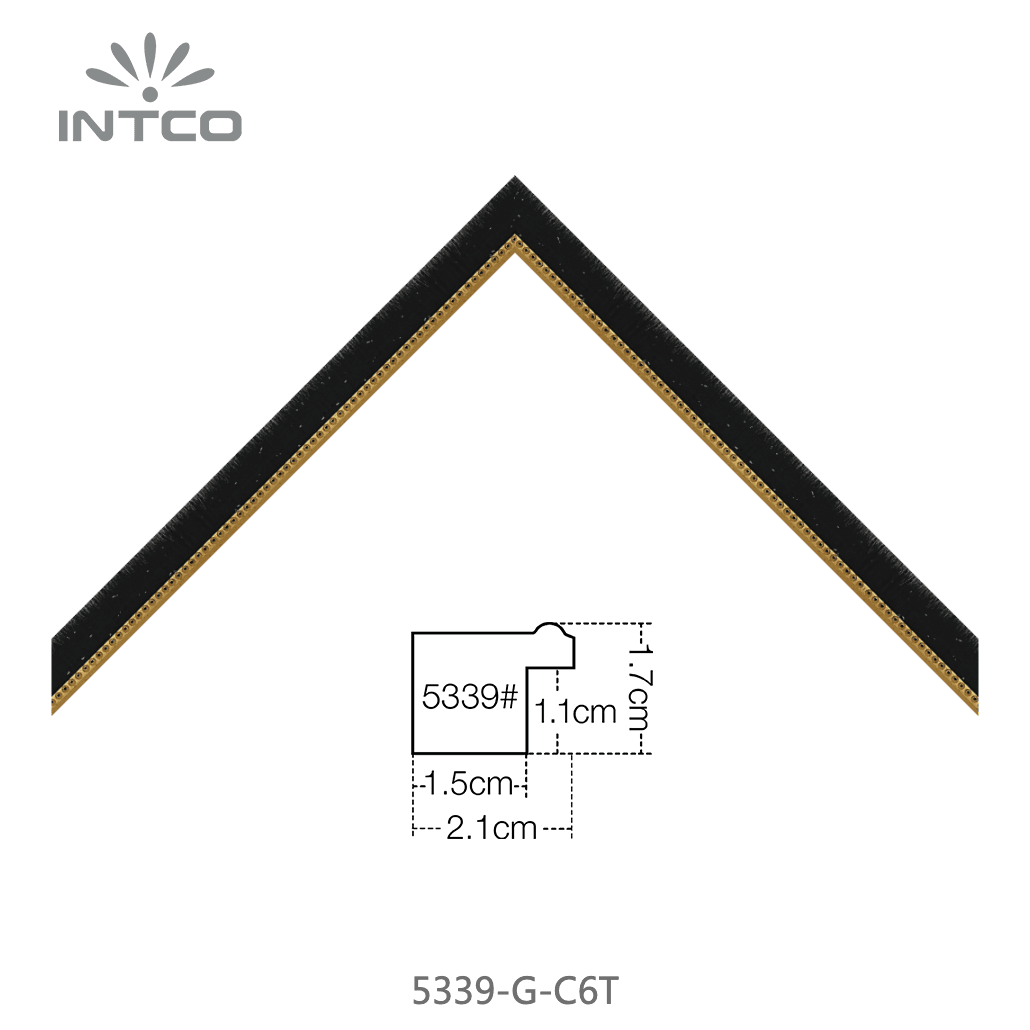5339-G-C6T — 2.05cm Schwarz PS Bilderrahmenleiste