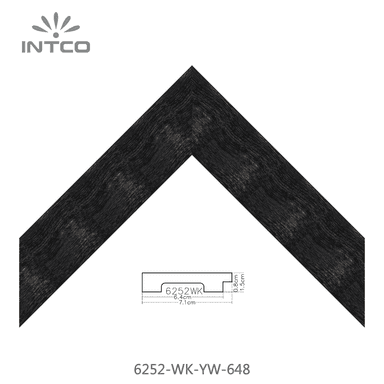 6252-WK-YW-648 — 7.05cm Black PS Picture Frame Moulding