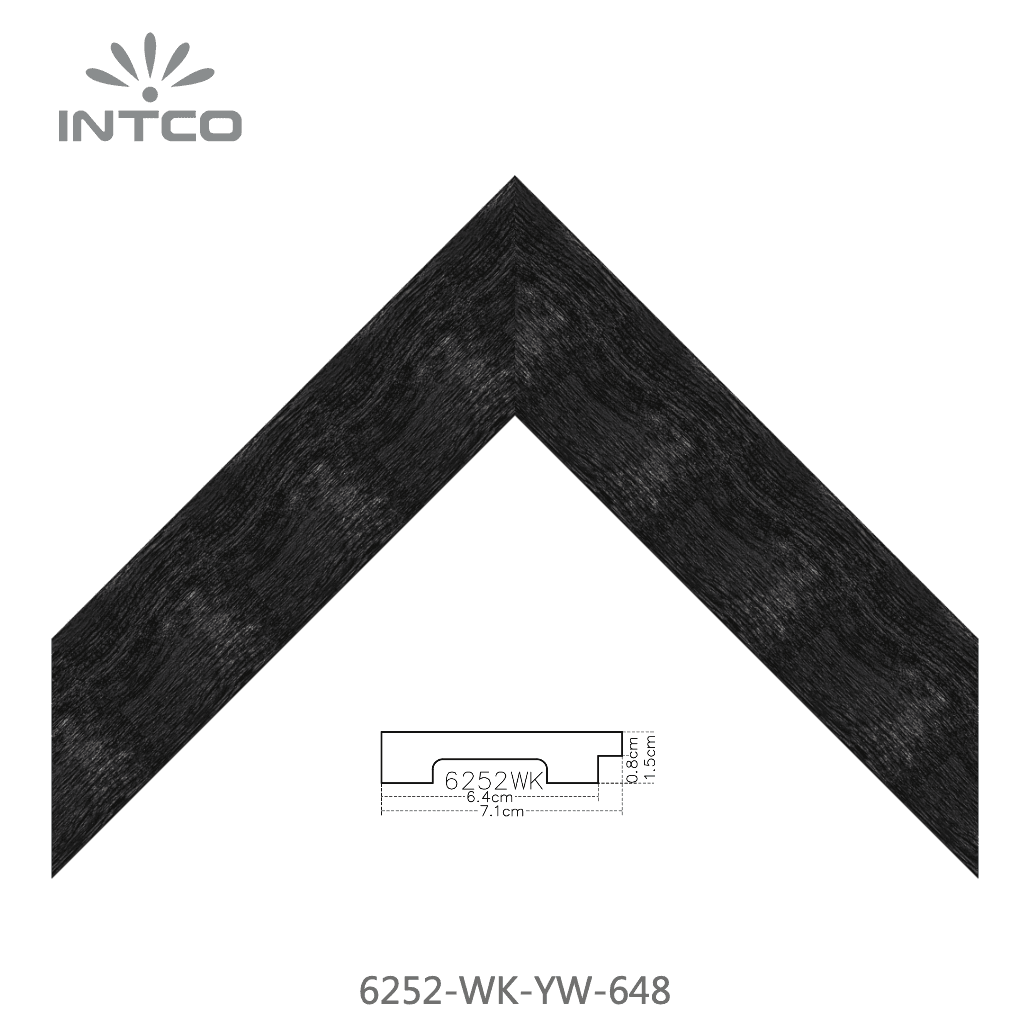 6252-WK-YW-648 — 7.05cm Black PS Picture Frame Moulding