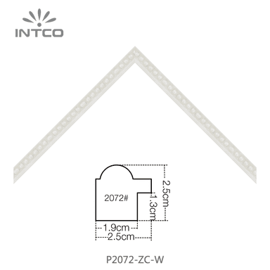 P2072-ZC-W — 2.5cm Blanc PS Baguette d'Encadrement