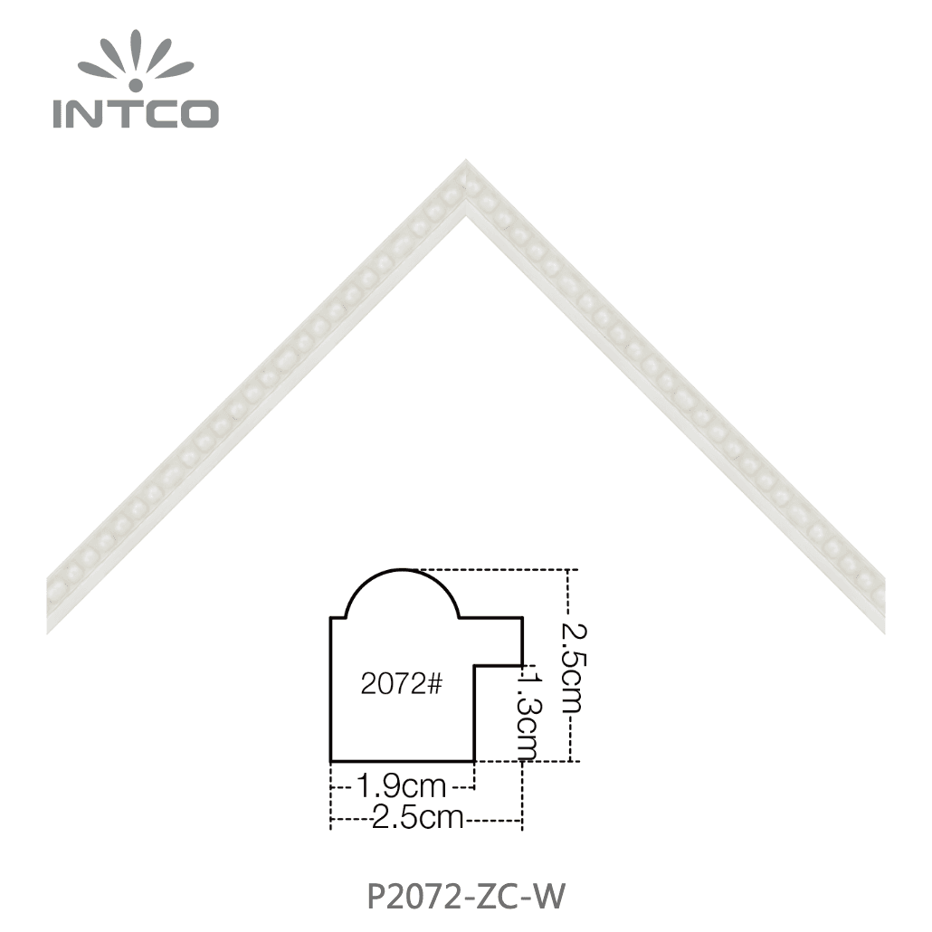 P2072-ZC-W — 2.5cm Blanc PS Baguette d'Encadrement