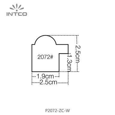 P2072-ZC-W — 2.5cm Blanc PS Baguette d'Encadrement