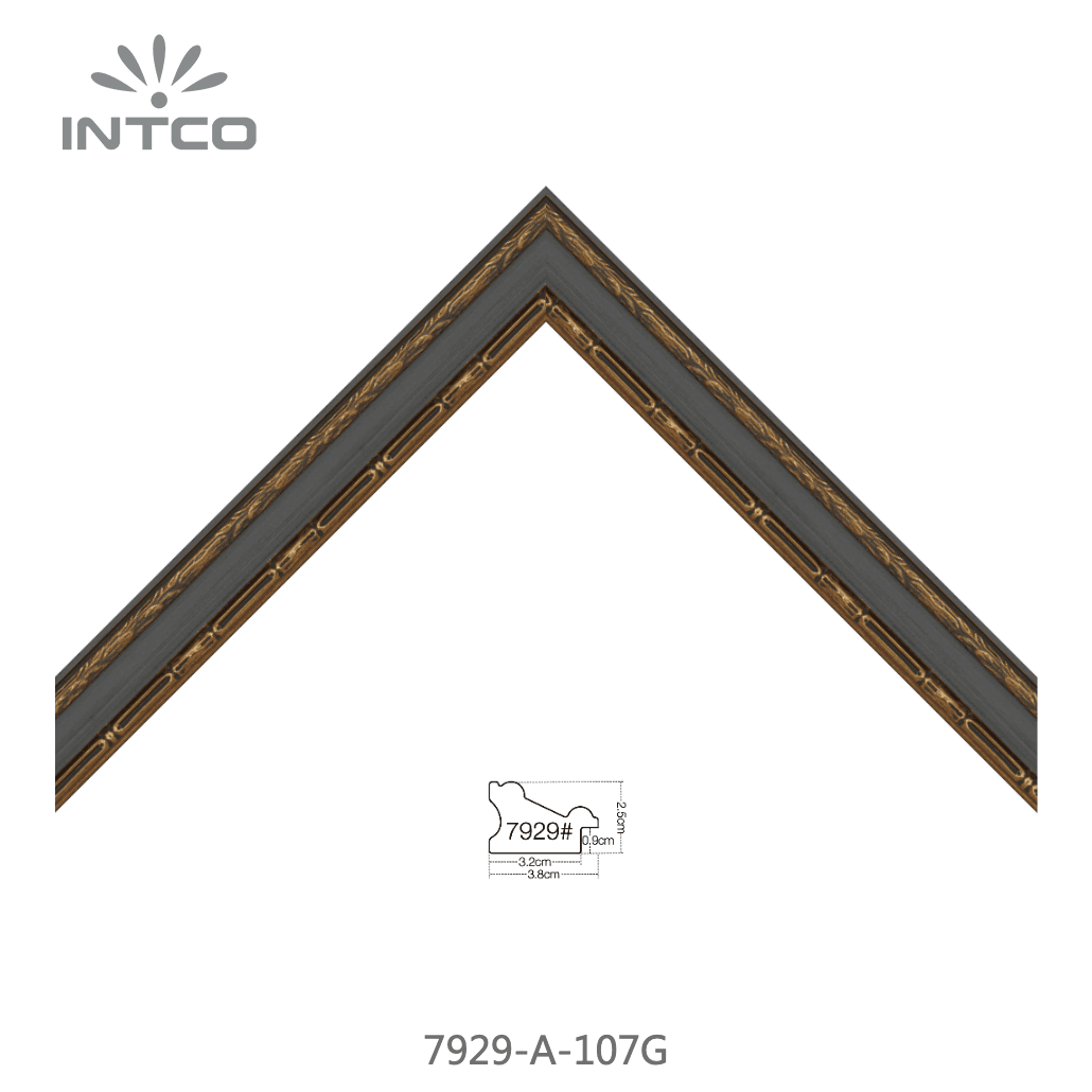 7929-A-107G — 3.8cm Dourado PS Moldura para Quadro