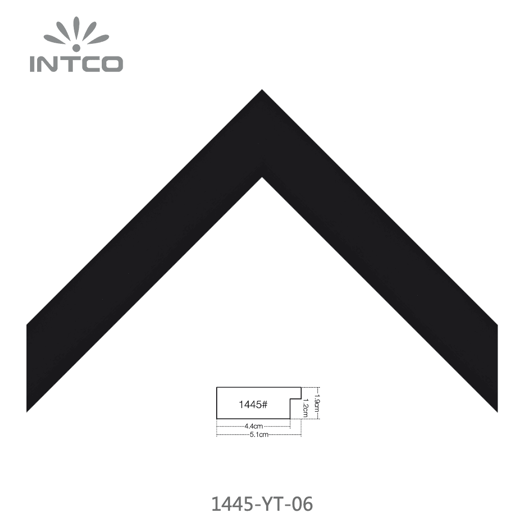 1445-YT-06 — 5.1cm ブラック PS ピクチャーフレーム・モールディング