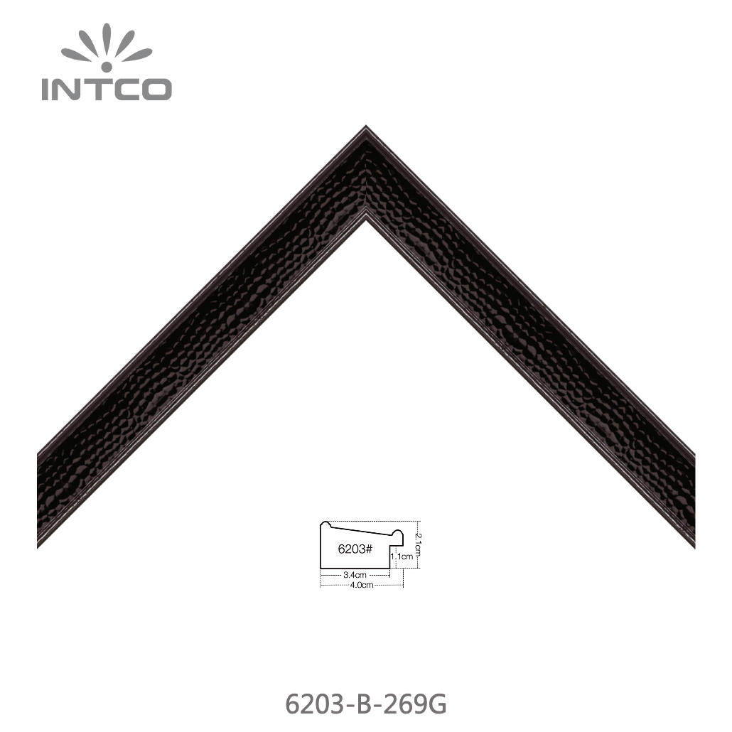 6203-B-269G — 4cm Preto PS Moldura para Quadro