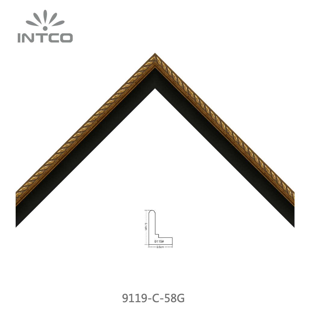 9119-C-58G — 3.5cm Gold PS Picture Frame Moulding