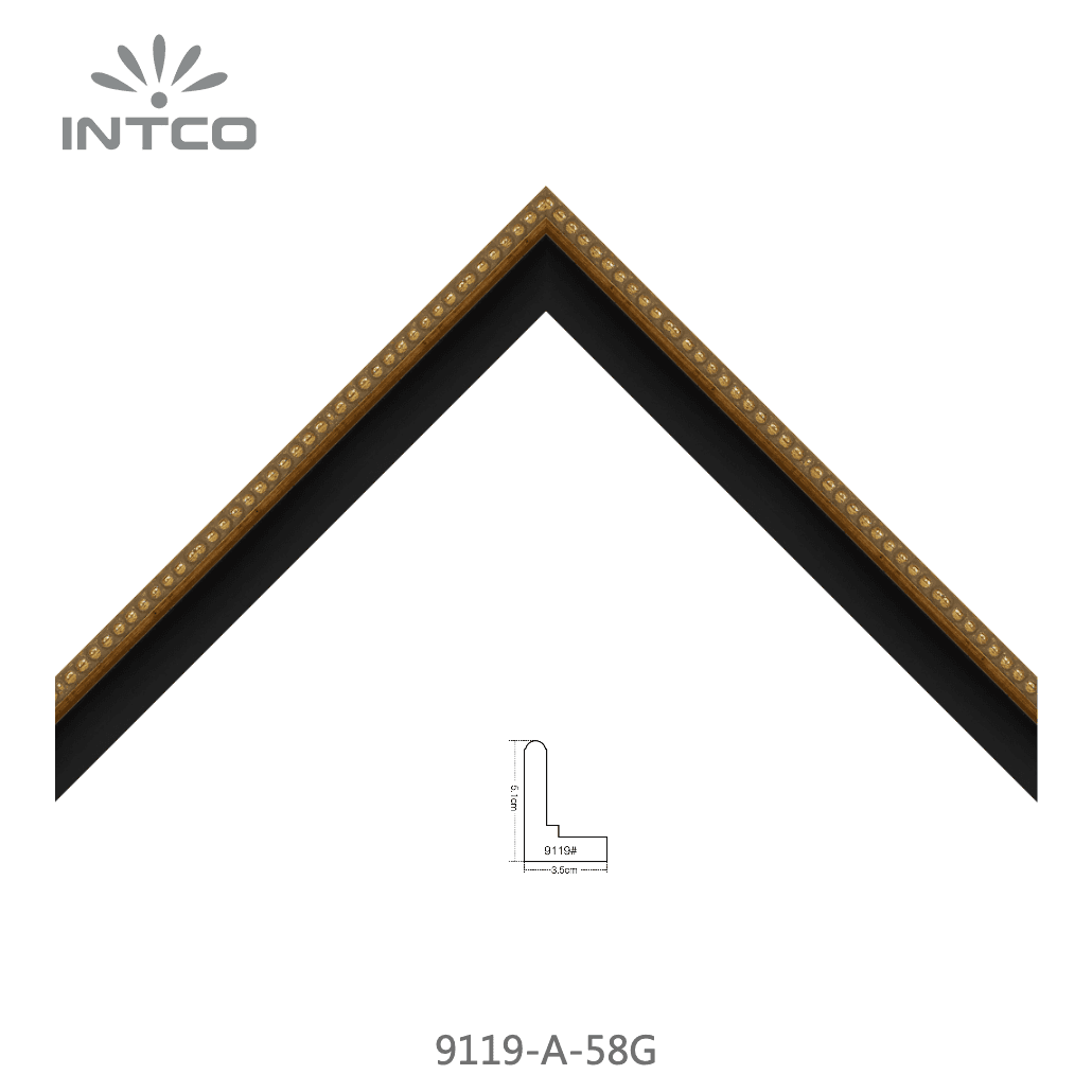 9119-A-58G — 3.5cm Gold PS Bilderrahmenleiste