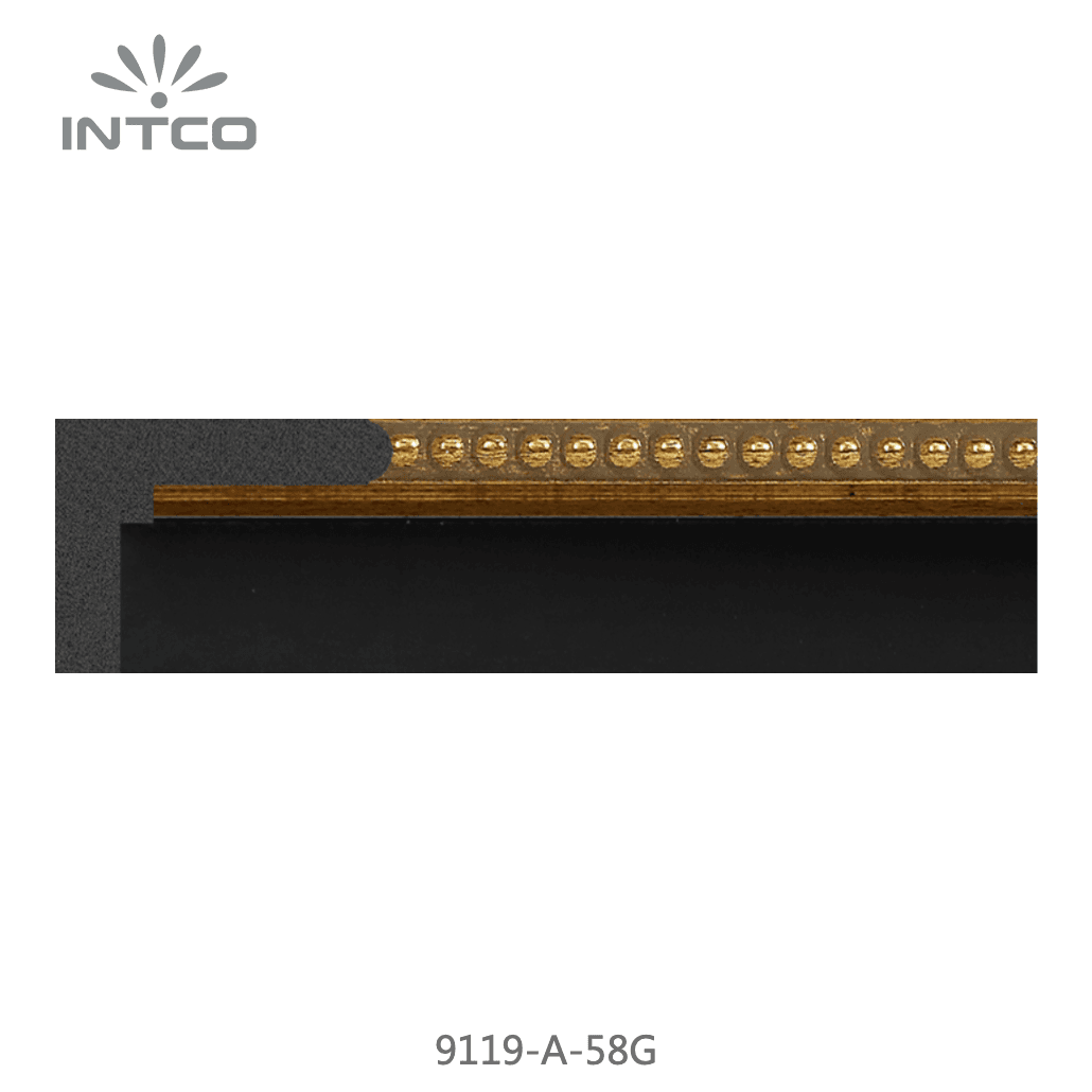 9119-A-58G — 3.5cm Gold PS Bilderrahmenleiste