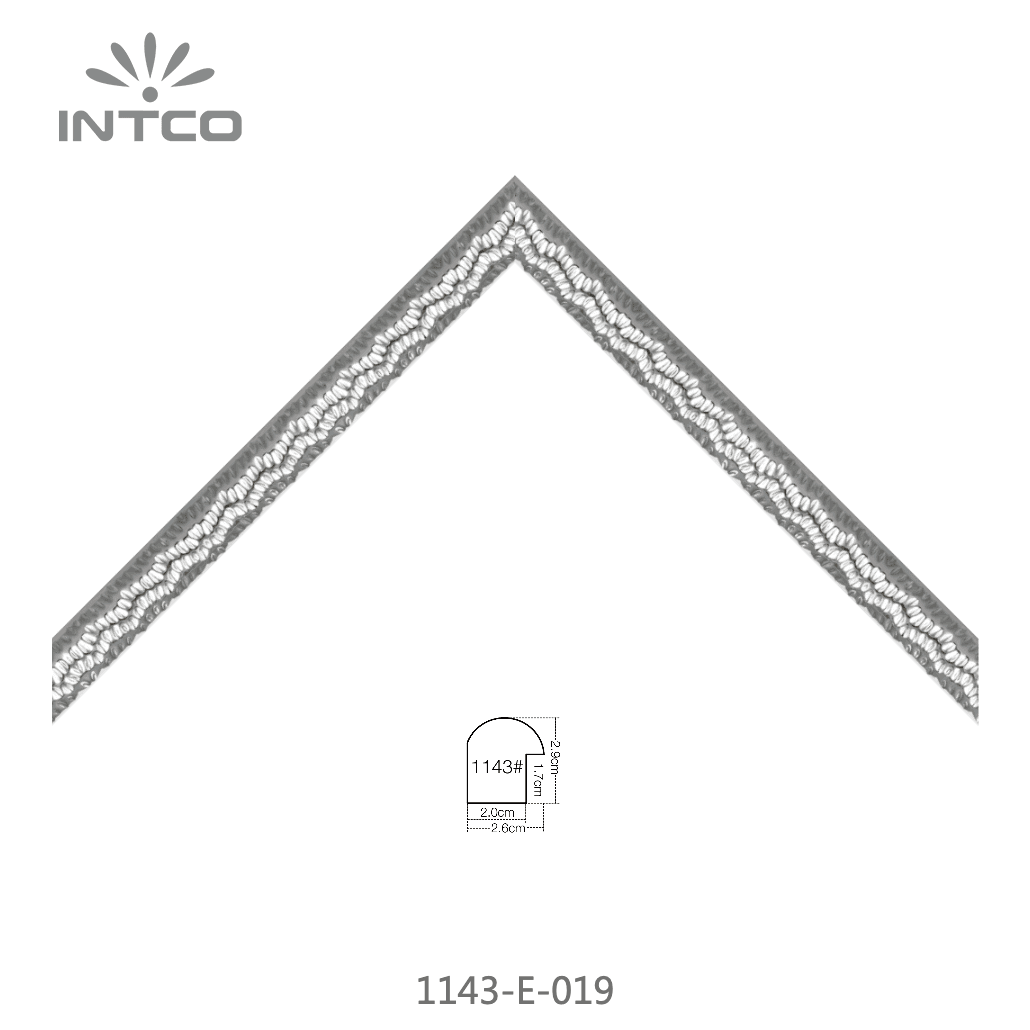 1143-E-019 — 2.6cm Prateado PS Moldura para Quadro