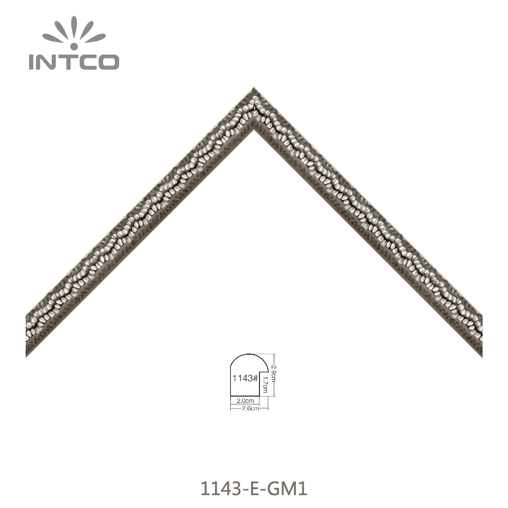 1143-E-GM1 — 2.6cm Prateado PS Moldura para Quadro