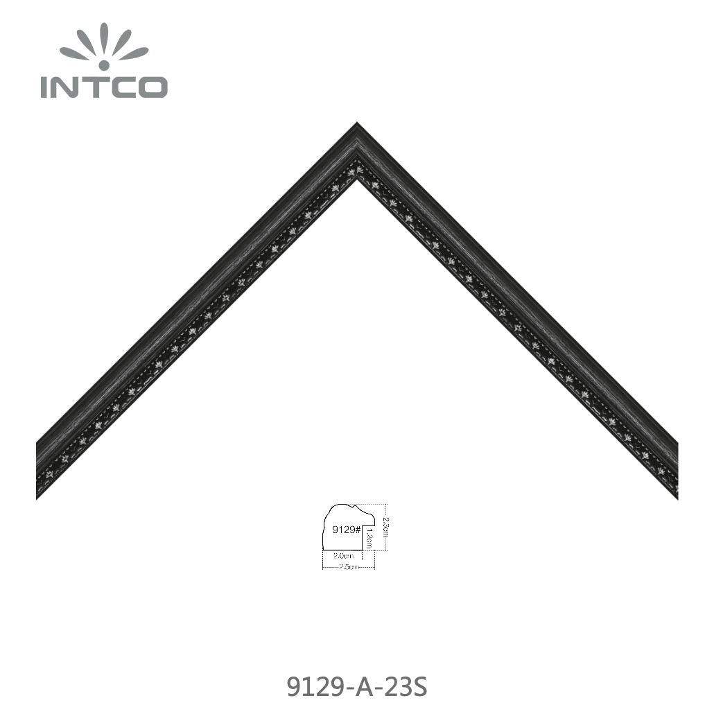 9129-A-23S — 2.54cm Preto PS Moldura para Quadro