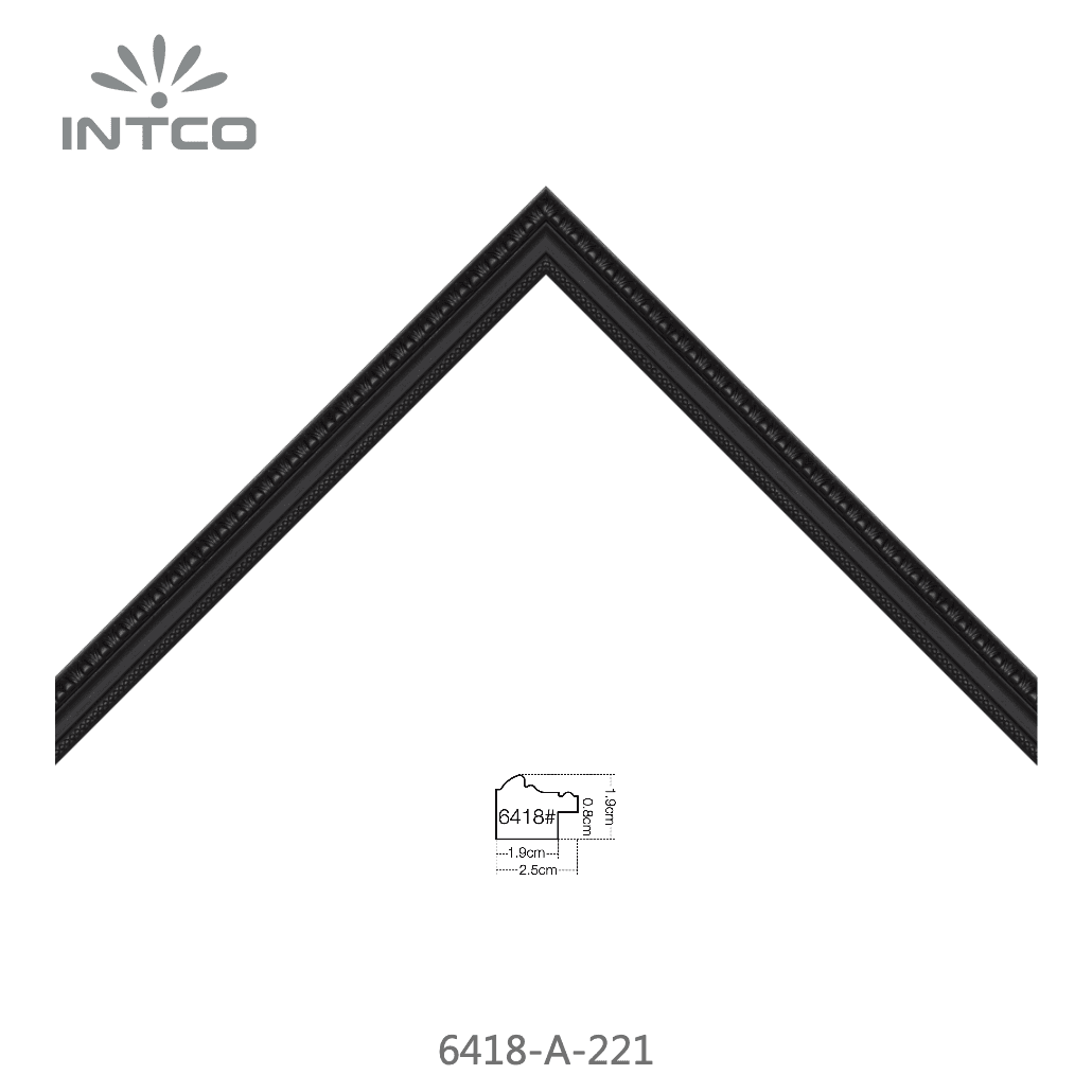 6418-A-221 — 2.46cm Preto PS Moldura para Quadro