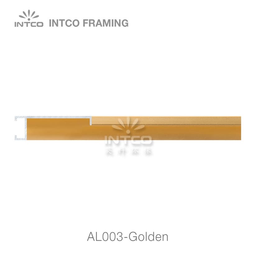 AL003-Golden — 1.6cm Gold Aluminum Bilderrahmenleiste