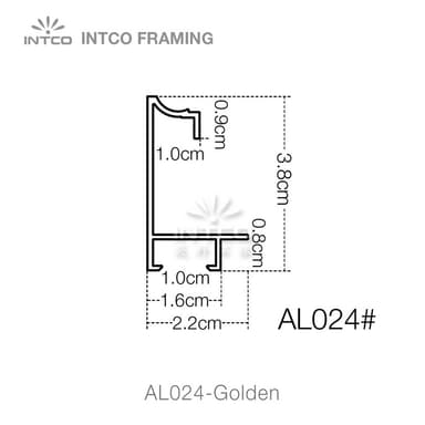AL024-Golden — 2.2cm Gold Aluminum Bilderrahmenleiste