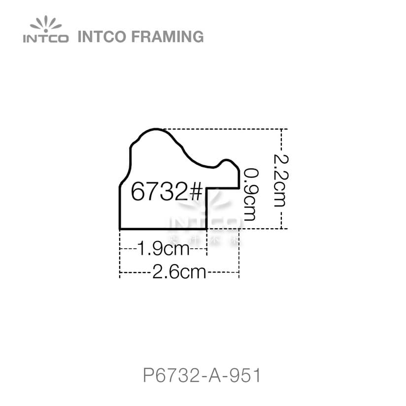 P6732 series PS patina photo frame moulding profile