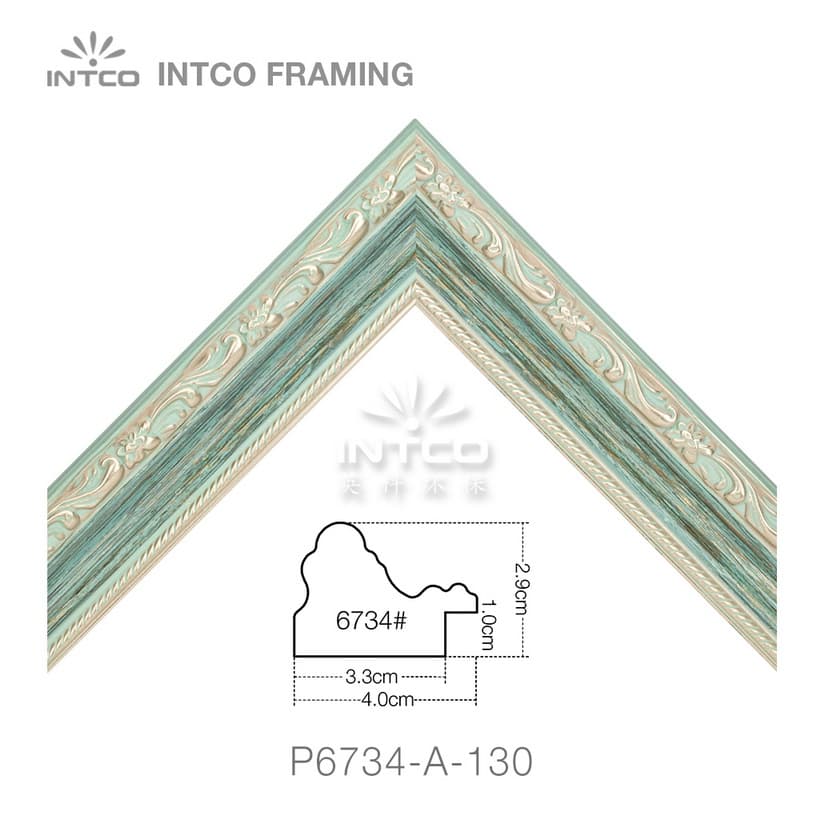 P6734-A-130 PS patina picture frame moulding corner sample