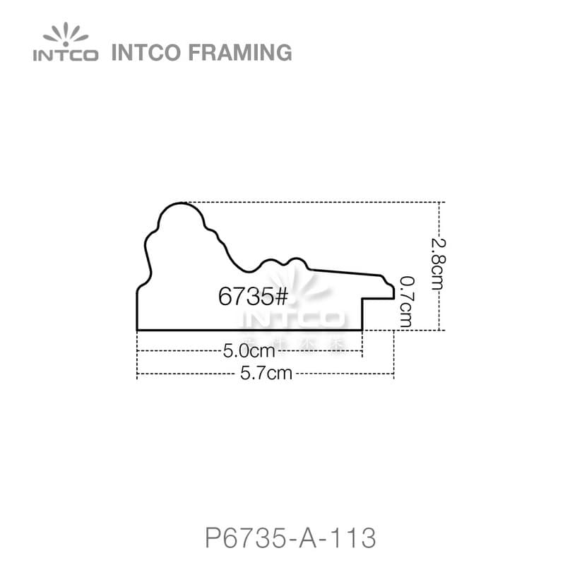 P6735 series PS patina picture frame moulding profile