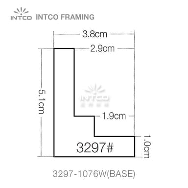 3297-1076W(BASE) — 3.81cm Silver PS Picture Frame Moulding