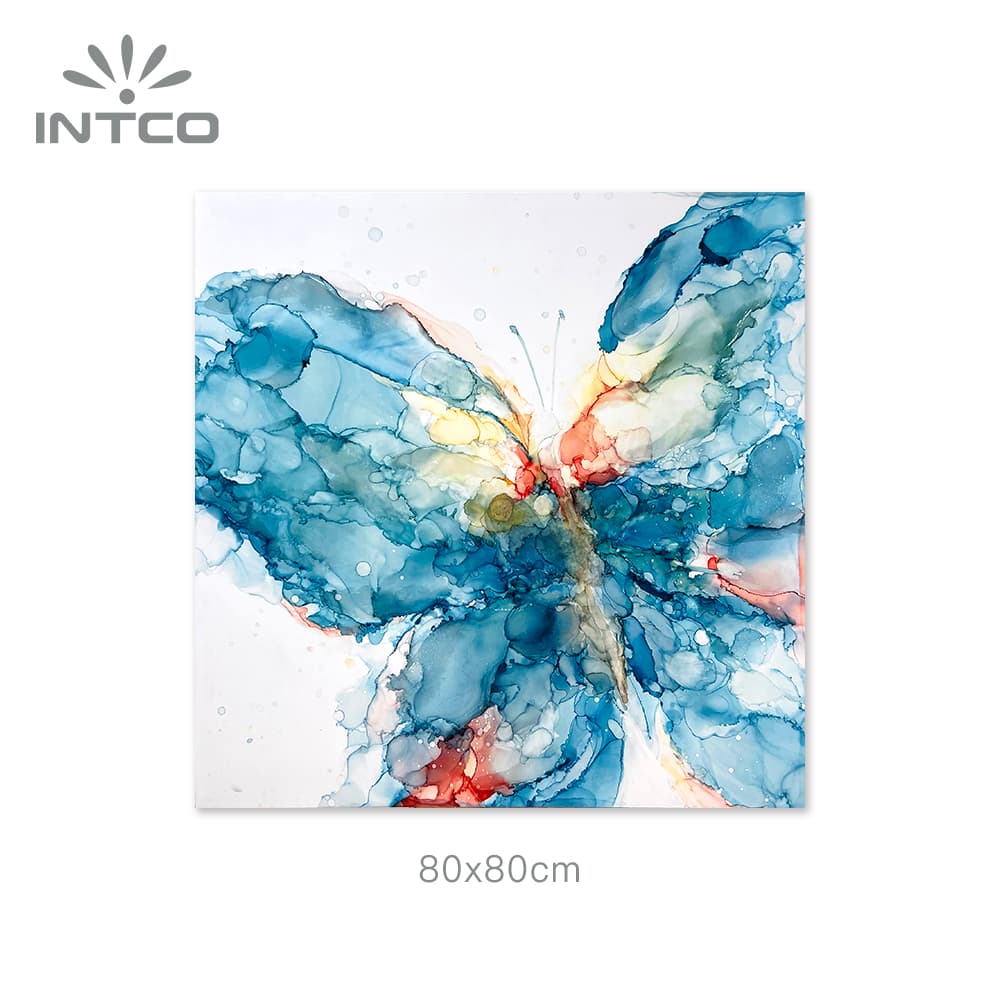 32x32in blue butterfly canvas wall art