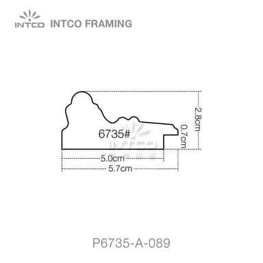 P6735 series PS patina picture frame moulding profile
